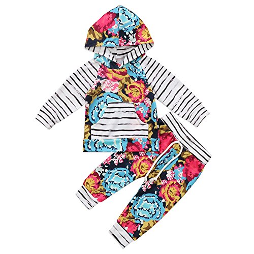 500x500 Biggerstore Baby Girl Striped Long Sleeve Hooded Tops