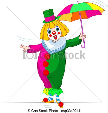 449x470 Rope Walker Clown Girl With Umbrella