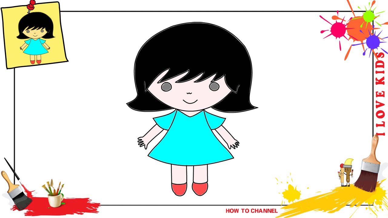 1280x720 How To Draw A Girl Simple, Easy Slowly Step