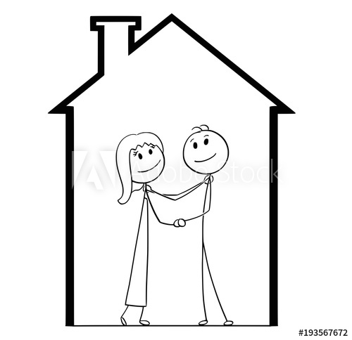 500x484 Cartoon Stick Man Drawing Conceptual Illustration Of Young Couple