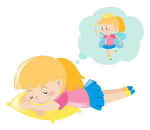300x260 Girl Dreaming Of Being Fairy Illustration Royalty Free Stock Image