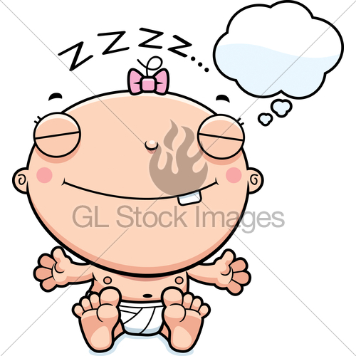 500x500 Cartoon Baby Girl Dreaming Gl Stock Images