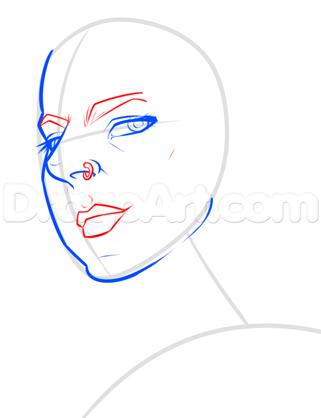 648x843 Draw A Comic Girl Face, Step