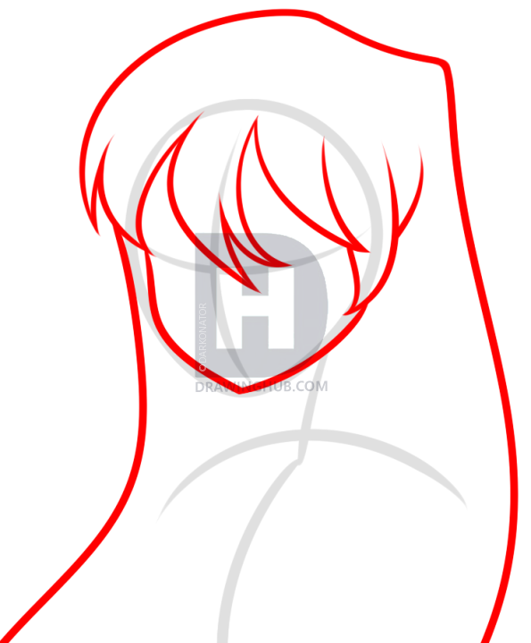 595x720 How To Draw An Anime Girl Face, Step