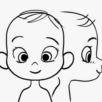 336x336 Baby Girl Face Drawing Outline Funny Simple Line Cartoon Iydunetwork
