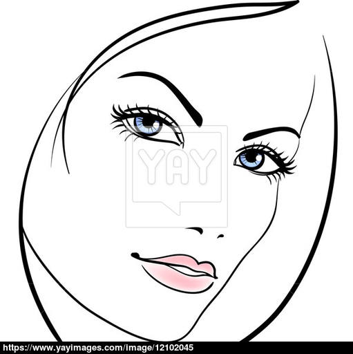 511x512 Beauty Girl Face Vector Icon Image