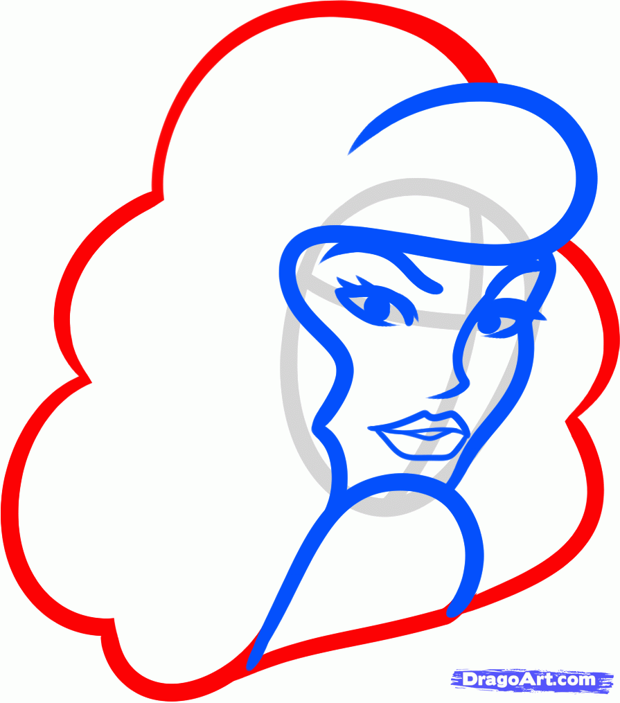 895x1015 How To Draw A Pin Up Face, Step