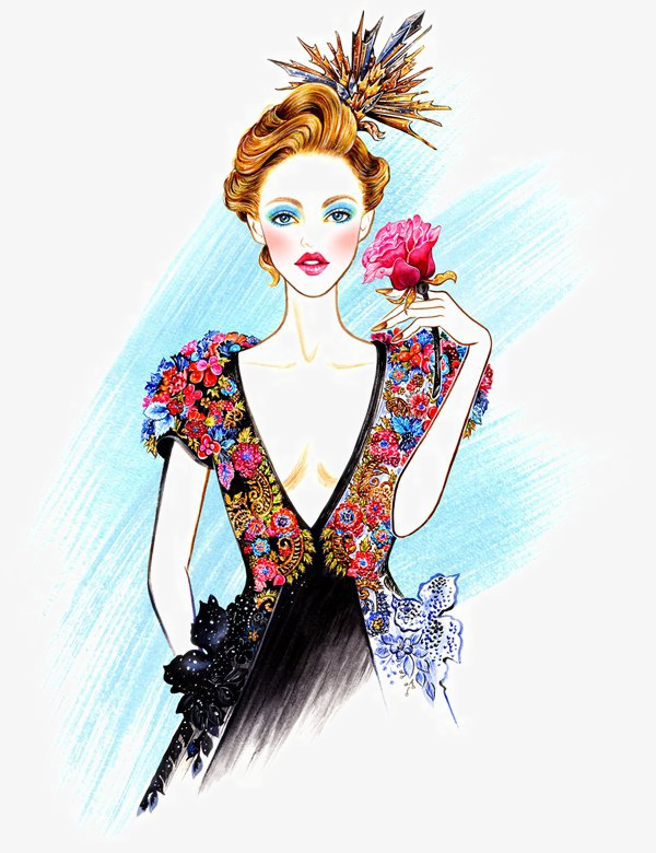 600x780 Fashion Girl Illustration, Fashion Clipart, Creative Hand Painted