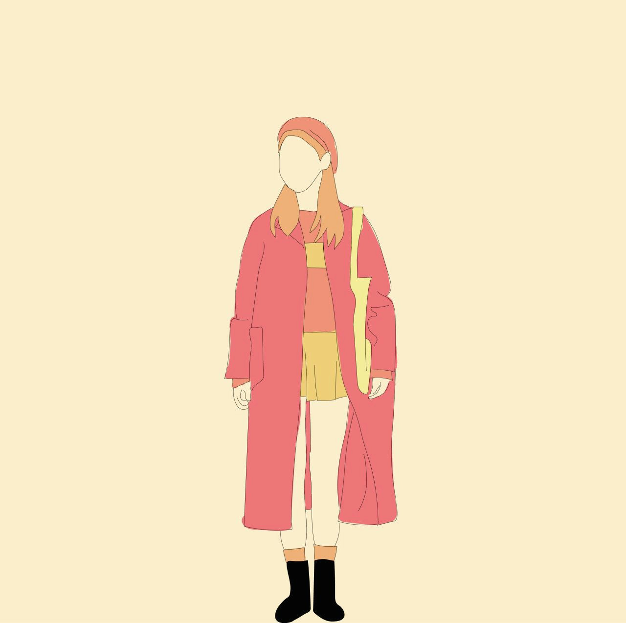 1280x1274 Aesthetic Drawing Of A Girl Fashion Pastel Lineart Girl Korean