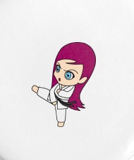 190x228 Karategirl Karate Female Woman Daughter Fighting Small Buttons