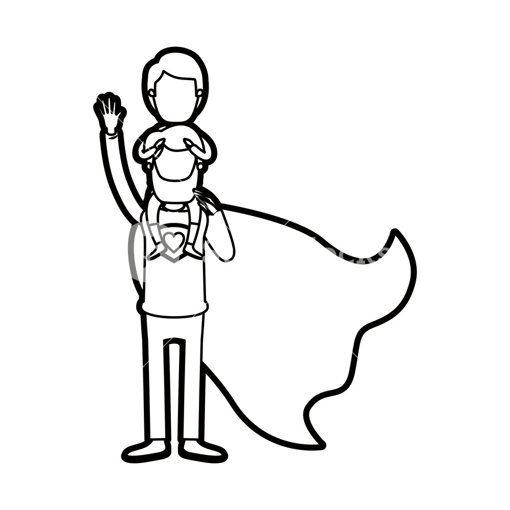 1000x1000 Caricature Thick Contour Faceless Full Body Super Dad Hero