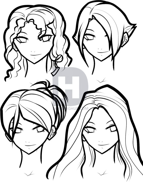 567x720 How To Draw Hair For Girls, Step