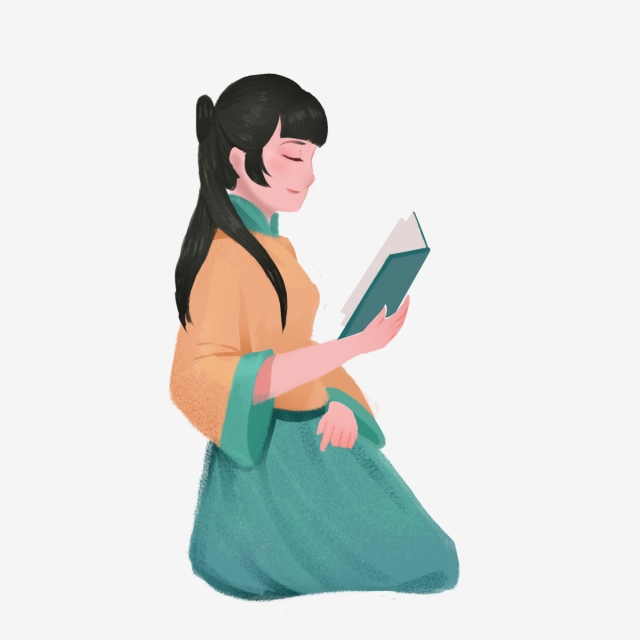 640x640 an ancient beauty cartoon hand drawing reading a book ancient