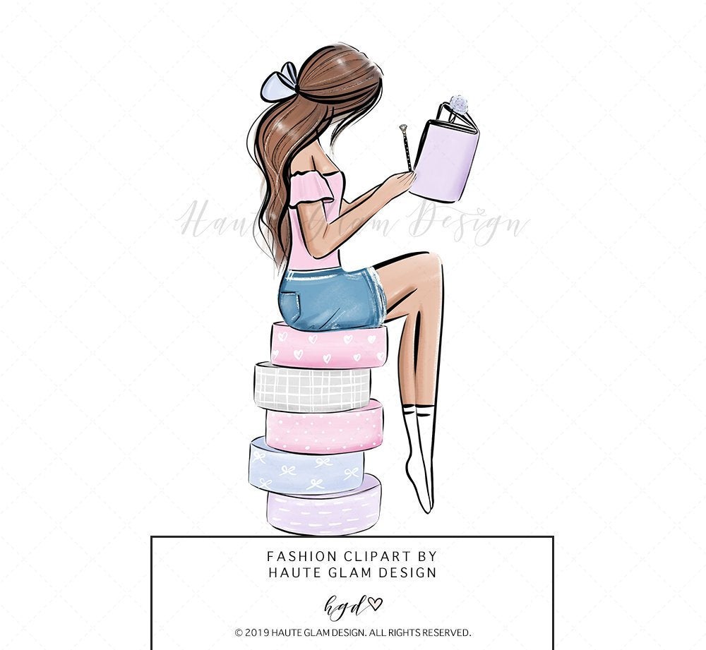 1000x921 planner girl clipart redhead planner illustration hand etsy