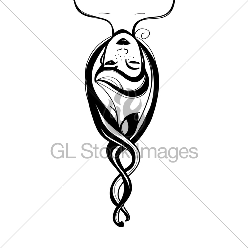500x500 Print Hand Drawn Girl With Upside Down Gl Stock Images