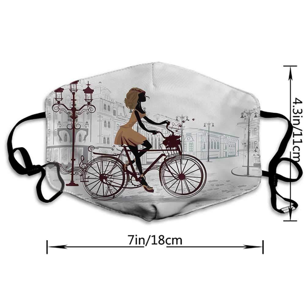 1000x1000 Outdoor Mask, Young Girl In Paris Streets With Bicycle