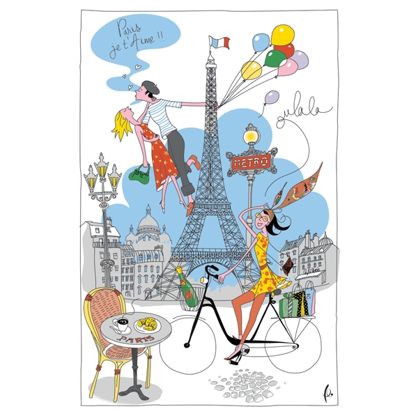 600x600 Torchons Bouchons Tea Towel Paris Girl