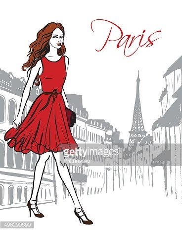 368x468 Woman Walking In Paris Premium Clipart