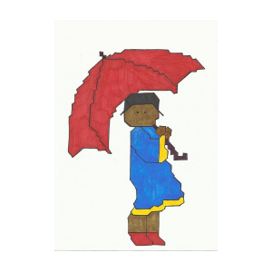 300x300 Girl With Red Umbrella Drawing