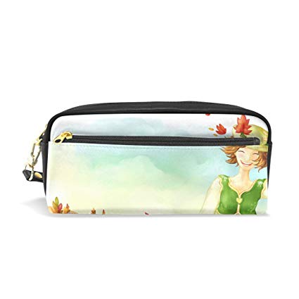 425x425 Leather Pencil Case Bag With Girl Autumn And Rain