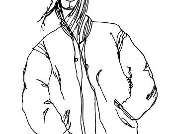 340x270 The Girl In The Stripes Black White Line Drawing Print Etsy