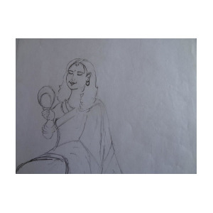 300x300 Girl Looking Mirror Drawing