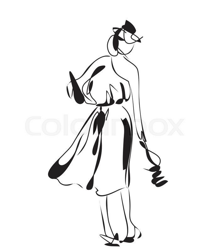 681x800 Fashion Model Sketch Cartoon Girl Stock Vector Colourbox