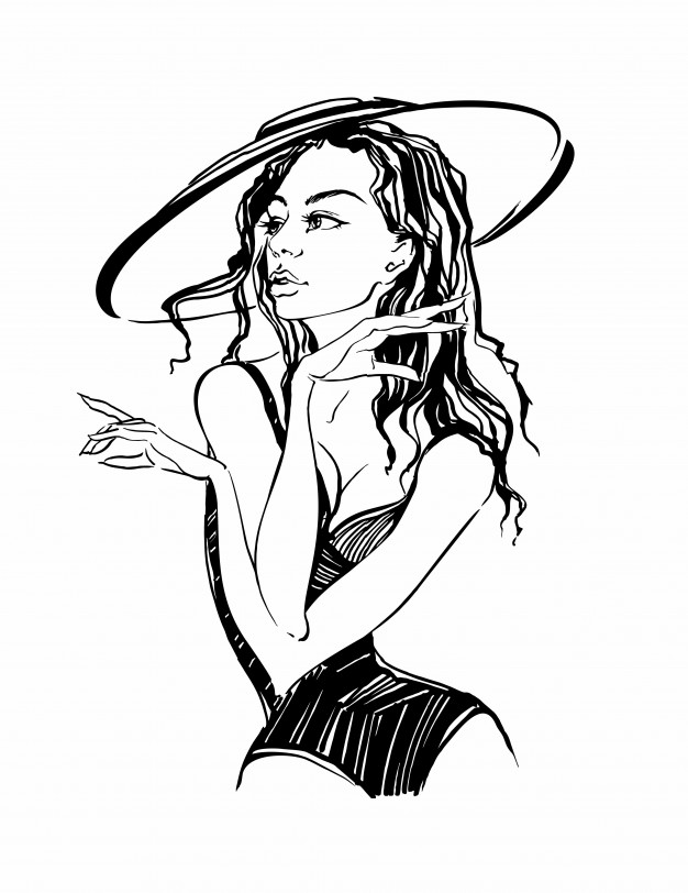 626x812 Girl Model In A Hat Vector Premium Download