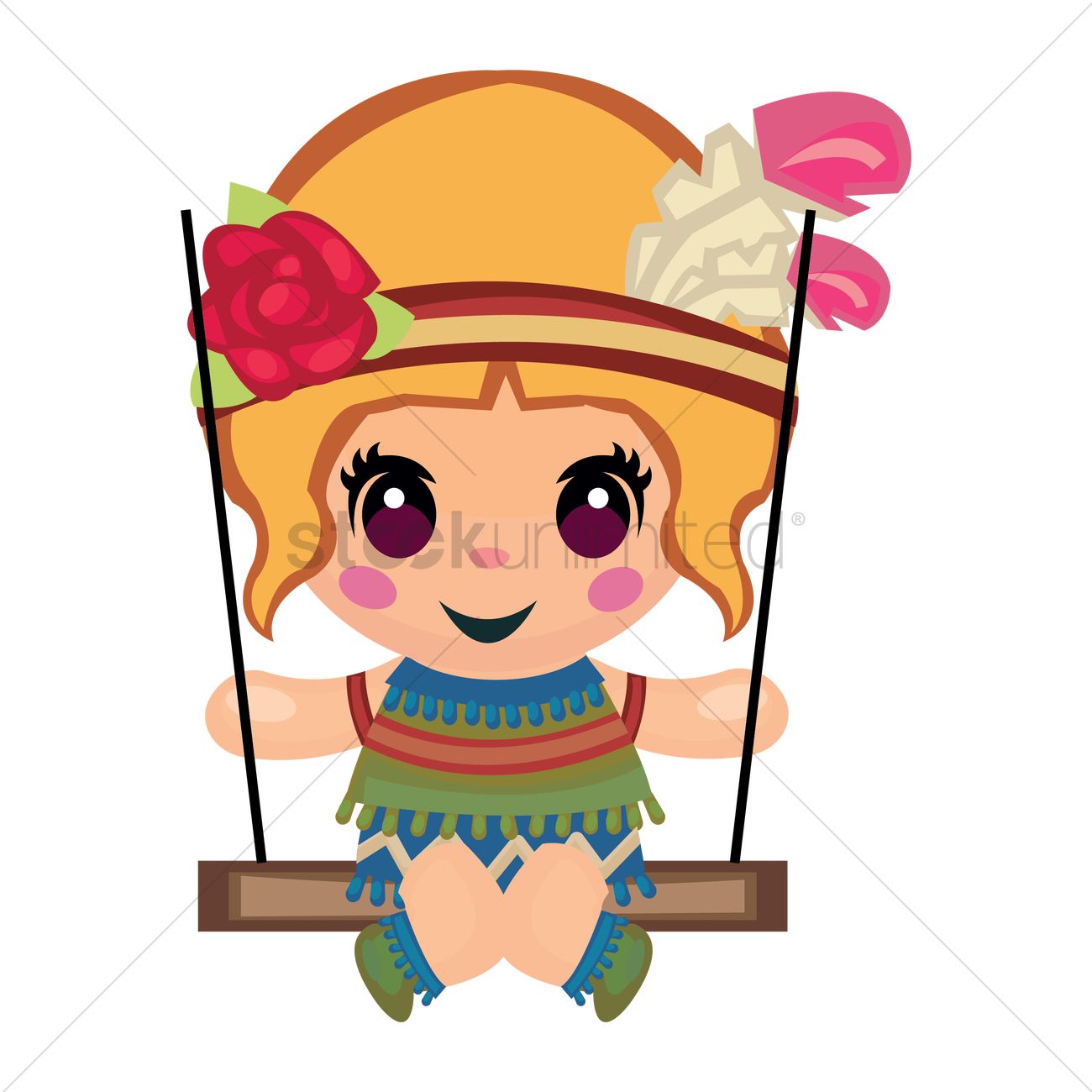 1300x1300 Free Tribal Girl On A Swing Vector Image