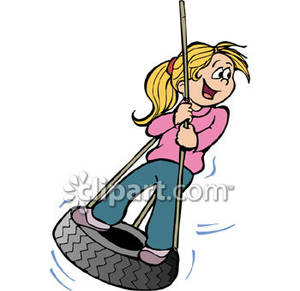 300x291 Girl On A Tire Swing Royalty Free Clipart Picture