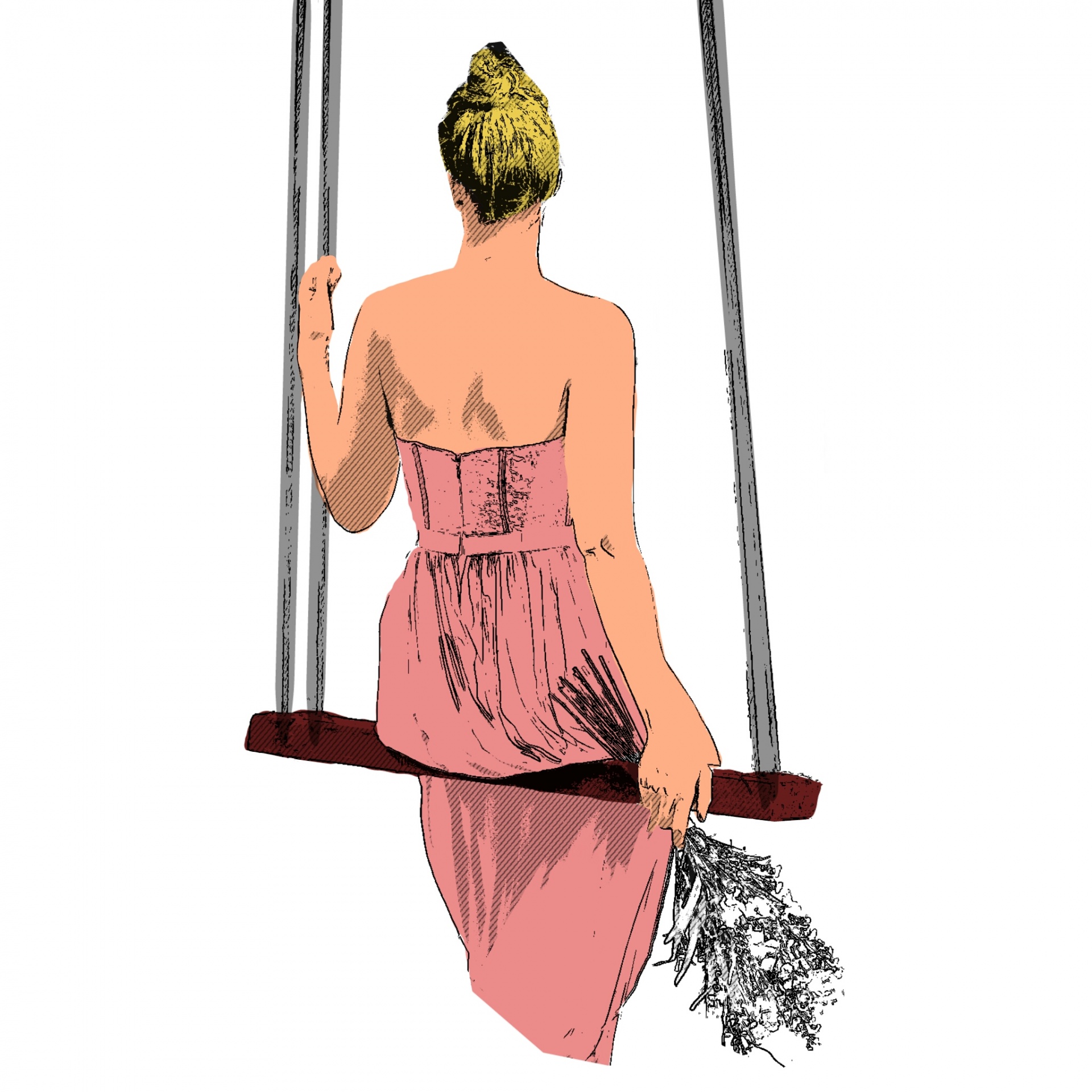 1920x1920 Lady, Swing, Happy, Back, Sitting