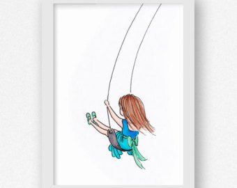 340x270 Swinging Girl Print Etsy
