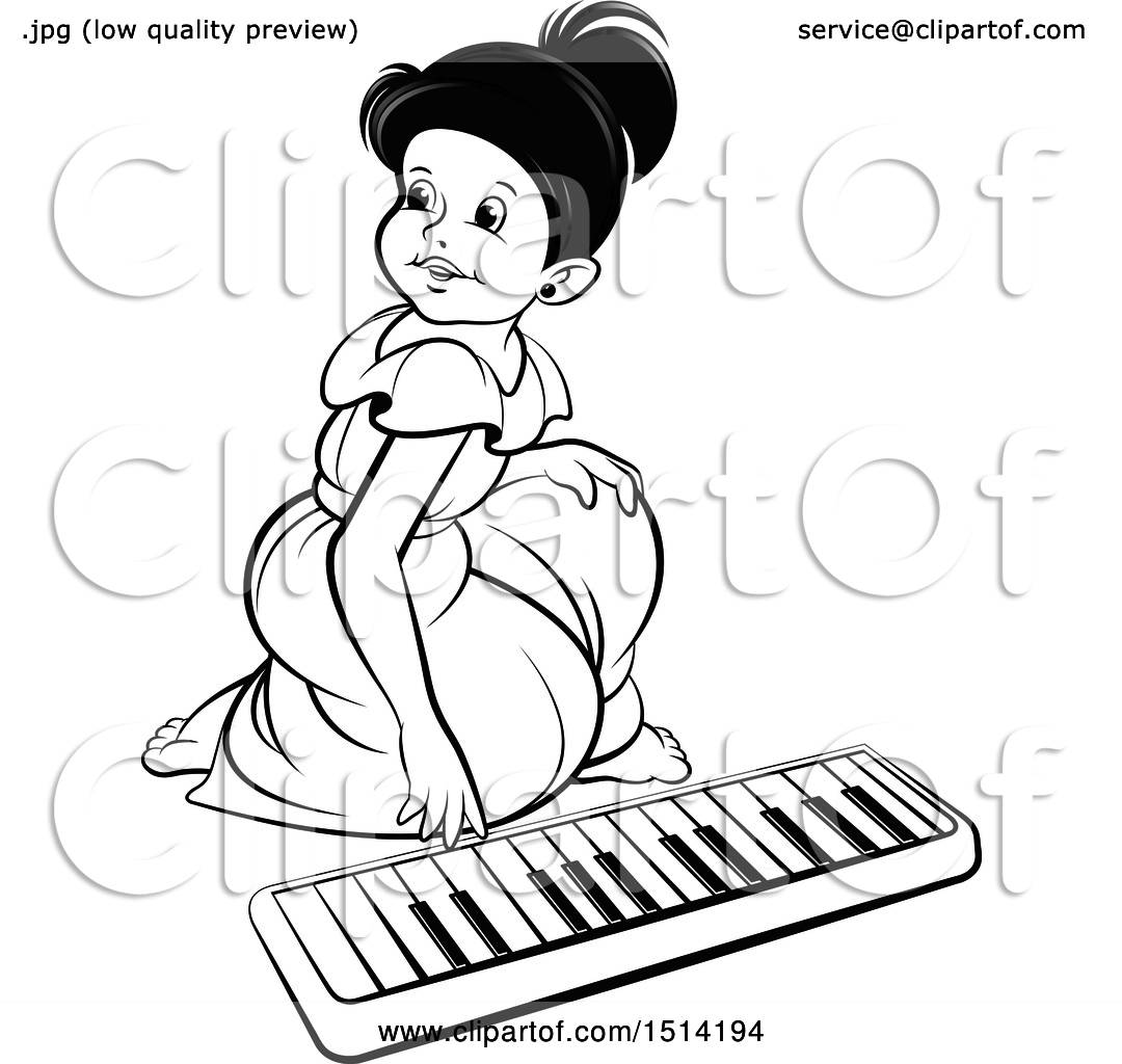 1080x1024 Clipart Of A Girl Kneeling To Play An Electronic Piano
