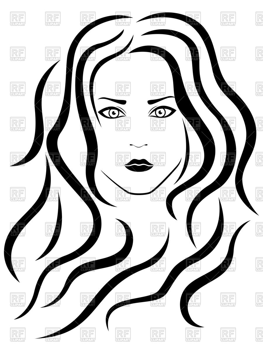 900x1200 Portrait Of Girl With Wavy Hair Vector Image Of Silhouettes