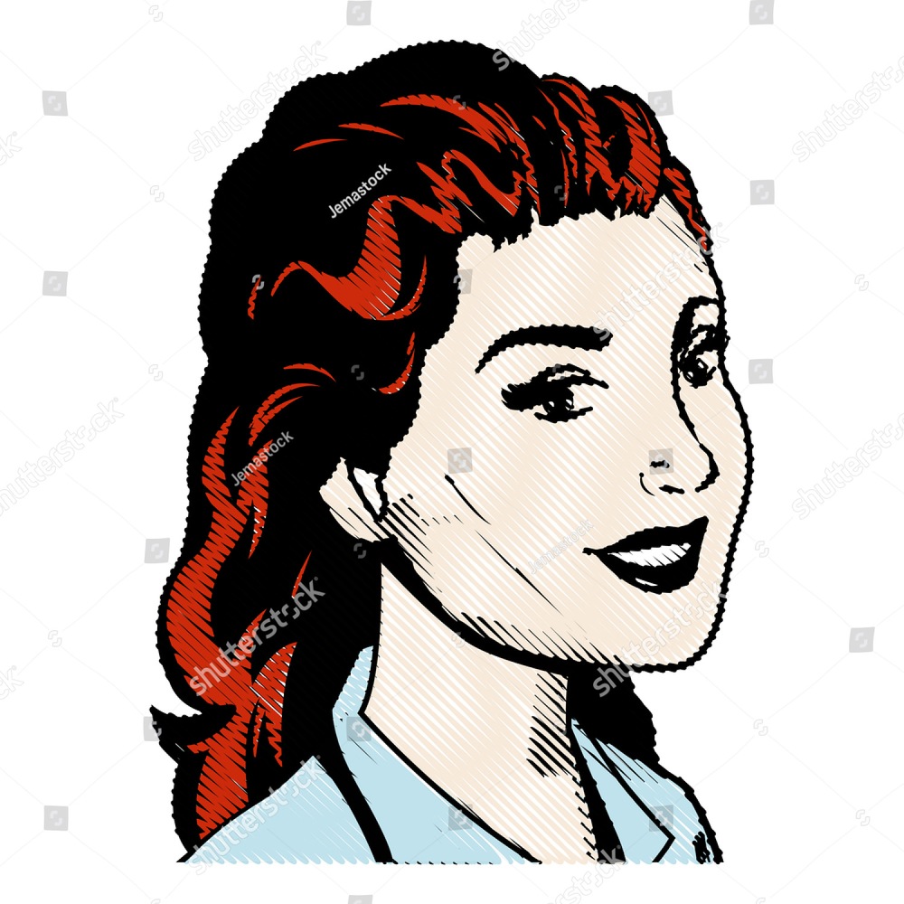 1000x1000 Drawing Portrait Woman Hairred Pop Art Ez Canvas