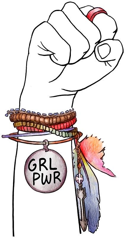 442x800 grl pwr, woman fist girl power hand sticker in redbubble