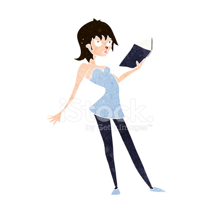 440x440 Cartoon Woman Reading Book Stock Vector