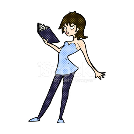 440x440 Comic Cartoon Woman Reading Book Stock Vector