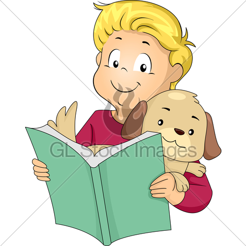 500x500 Kid Reading Book Pet Dog Gl Stock Images