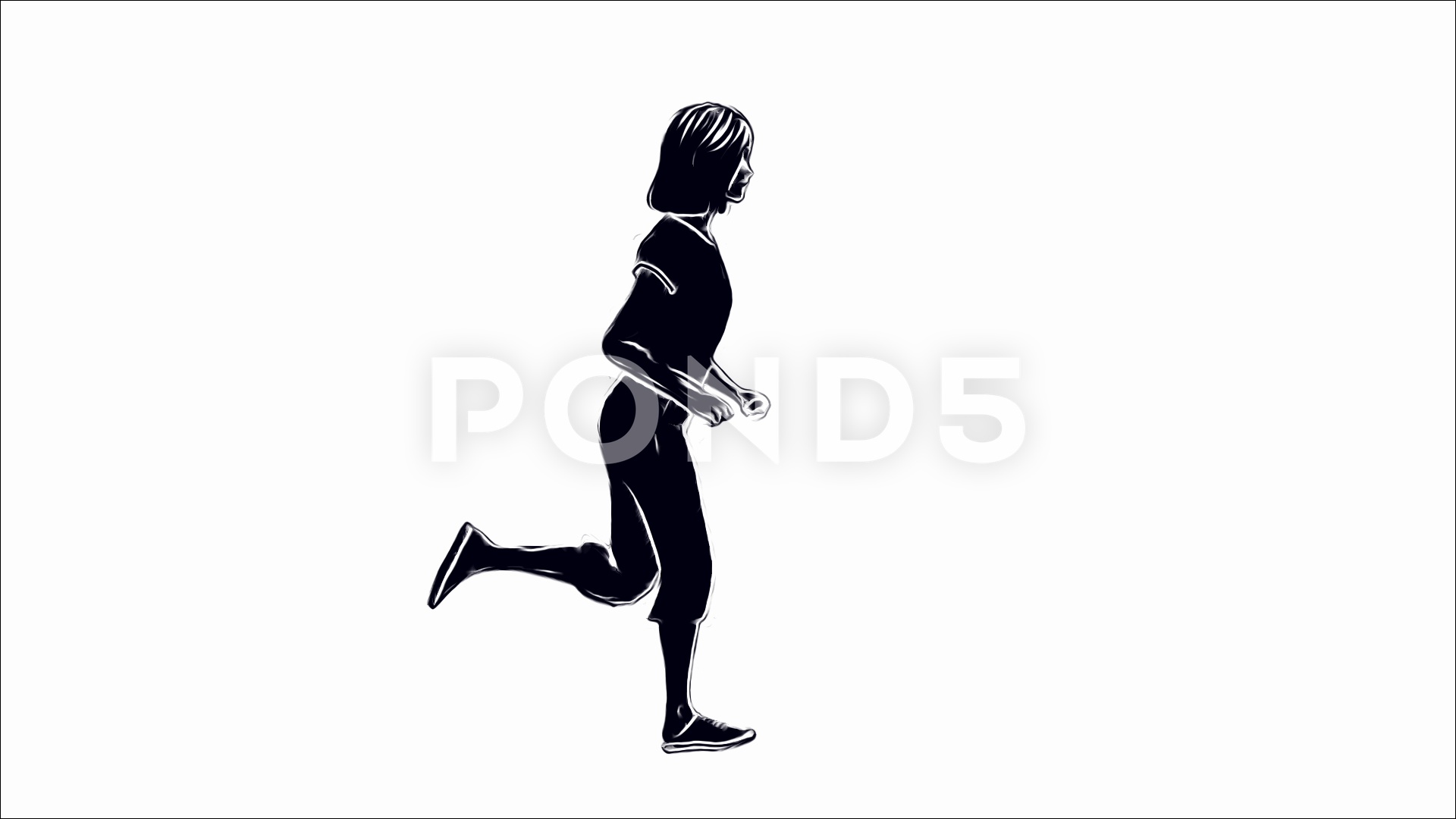 1920x1080 Ink Drawing Of Teenage Girl Running Footage