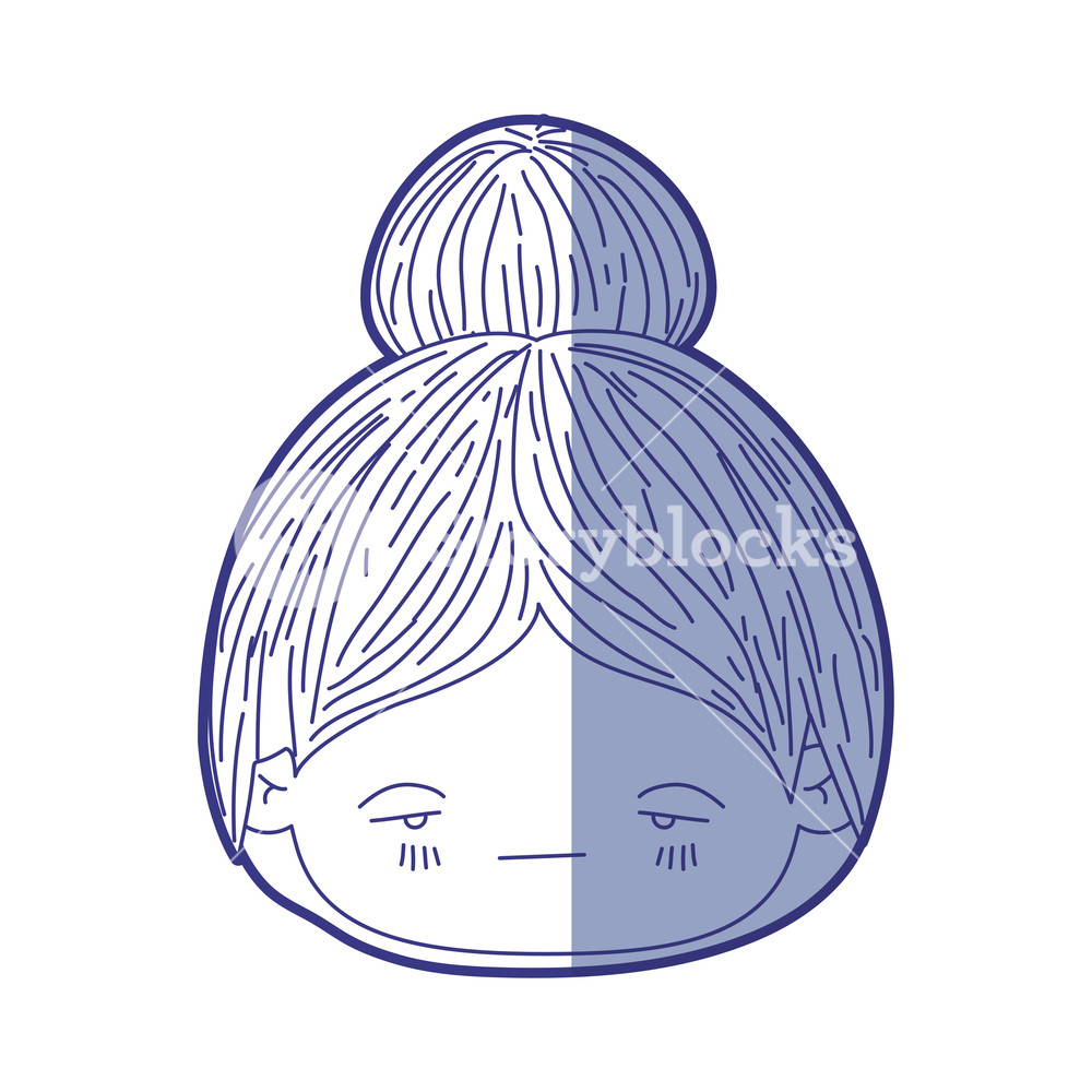 1000x1000 Blue Shading Silhouette Of Kawaii Head Little Girl With Collected