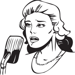 298x300 Cute Girl With Microphone Singing A Song Royalty Free Stock Image