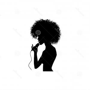 300x300 Vector Woman Singing Silhouette Set Afro American Portrait
