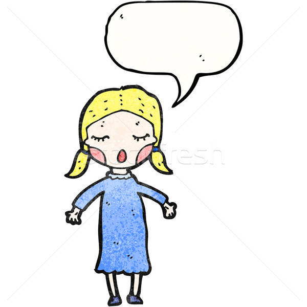 600x600 Cartoon Singing Girl Vector Illustration Lineartestpilot