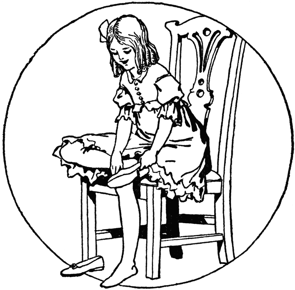 1024x1007 Girl Sitting In Chair And Putting On Shoes Clipart Etc