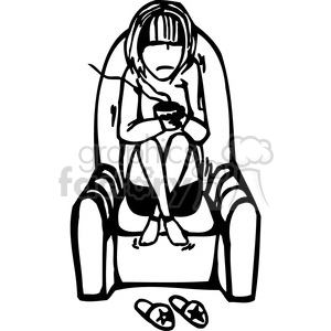 300x300 Girl Sitting In A Chair With A Cup Of Hot Tea Clipart Royalty