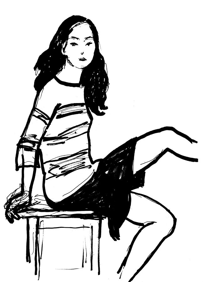 648x900 Girl Sketch Drawing