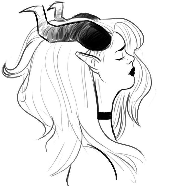 750x750 Inspo In Demon Drawings, Girl Drawing