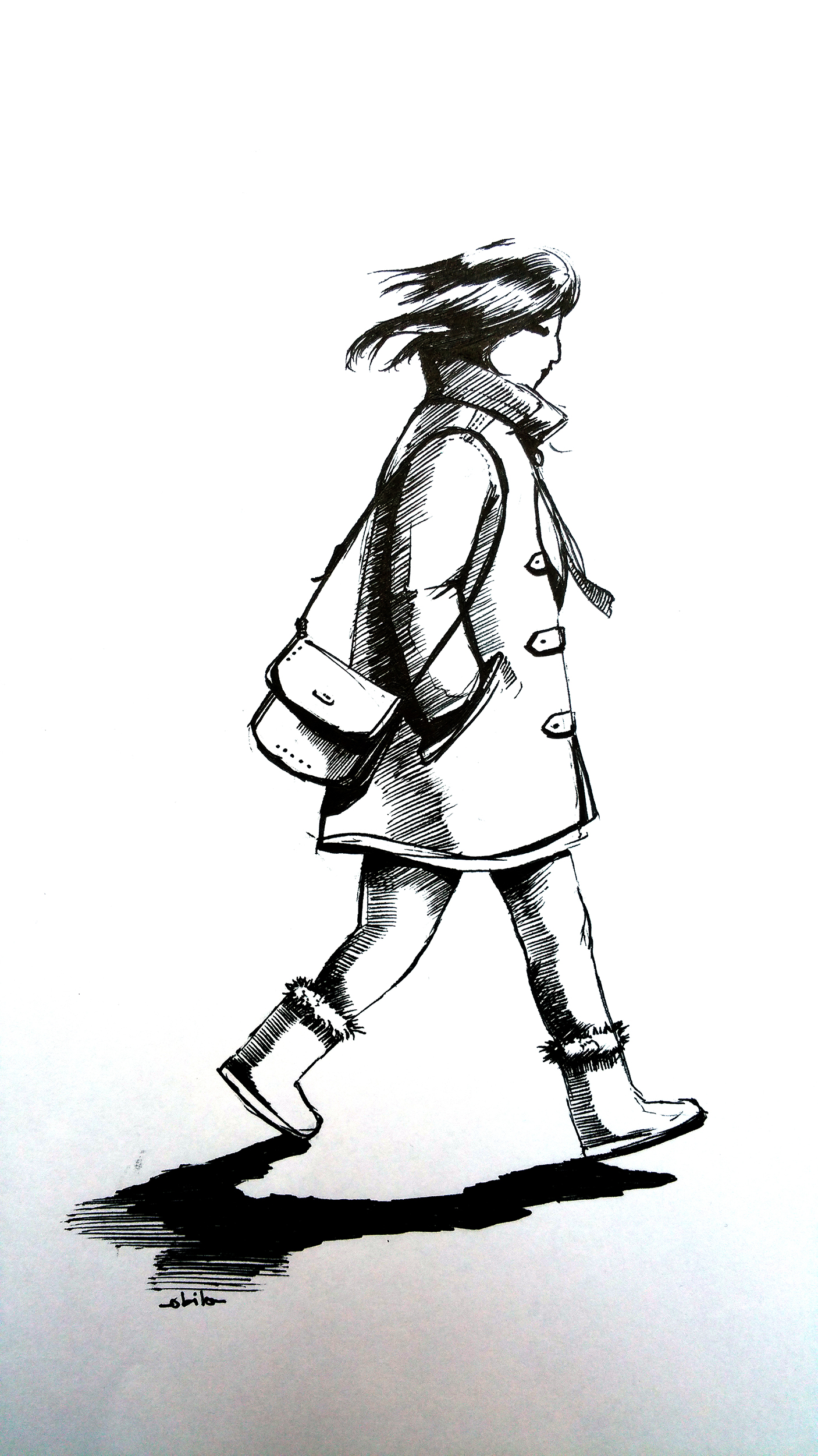 1406x2500 Sketch Walking Girl Obilo