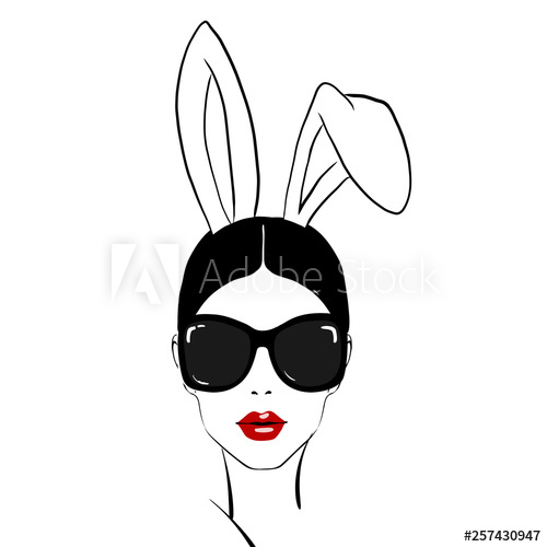 500x500 Happy Easter Chic Girl, Woman Face With Red Makeup And Sunglasses